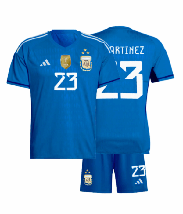 Kit Niño Argentina Arquero Alternativa 2023 3 estrellas - E. Martínez #23