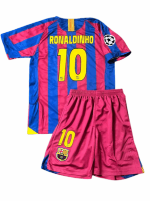 Kit Niño RETRO Barcelona 2005/06 Titular - Ronaldinho #10